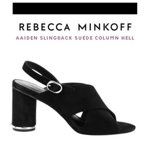 REBECCA MINKOFF Aaiden Suede Slingback Sandal Heels Black